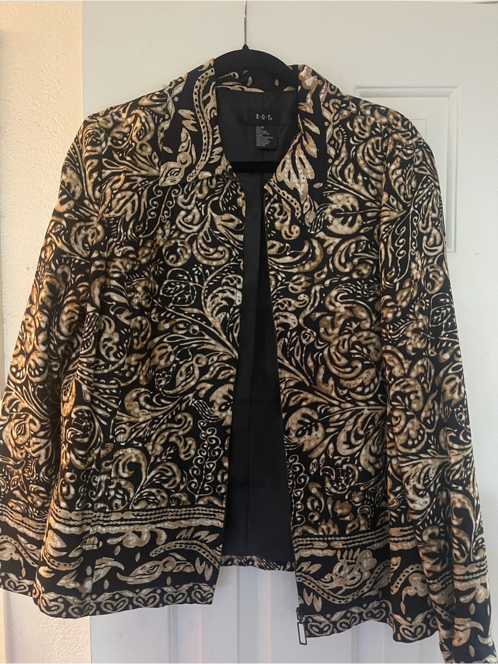 Rafaella Black Jacket with Gold Scroll Pattern